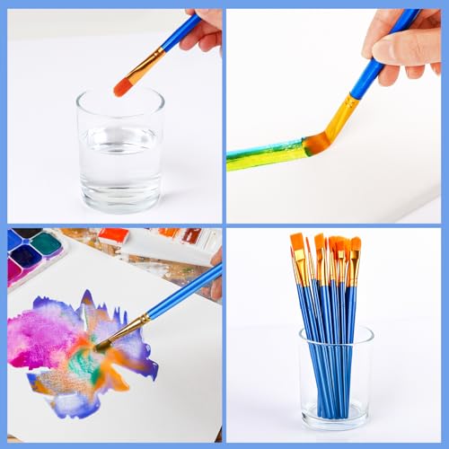 Image of ESRICH Paint Brushes Set, 100Pack 1200pcs Paint Brush for Acrylic Painting