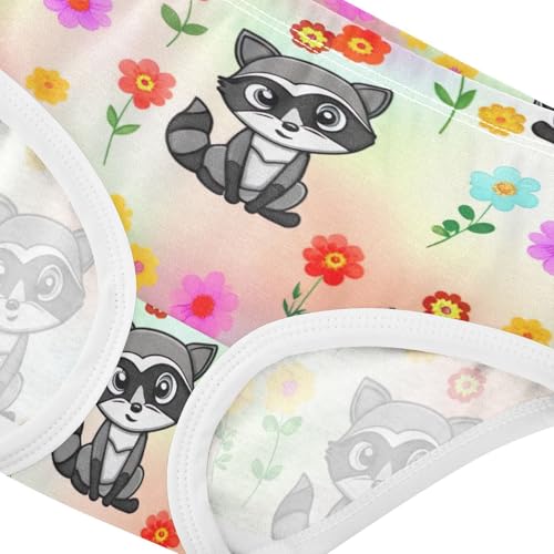 Cotton Girls Underwear Toddlers Cute Cartoon Raccoons Sitting Panties Little Girl Florals Underpants Briefs 2t4