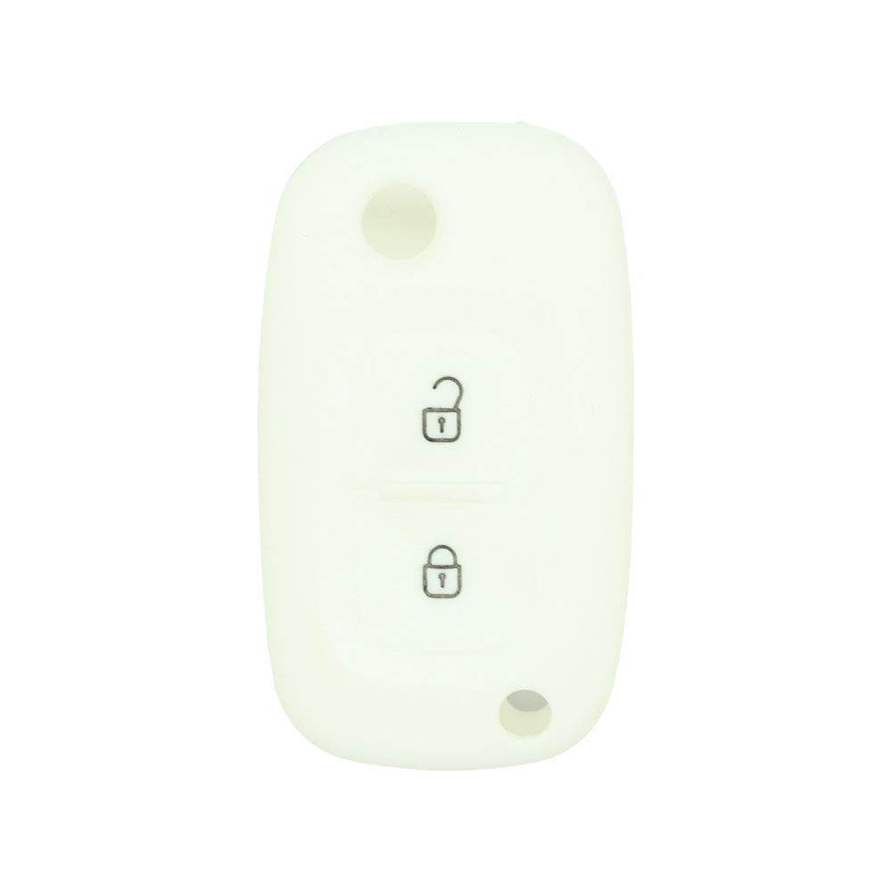 BROVACS Silicone Cover Protector Case Holder Skin Jacket Compatible with RENAULT 2 Button Flip Remote Key Fob CV9352 White - Image 2