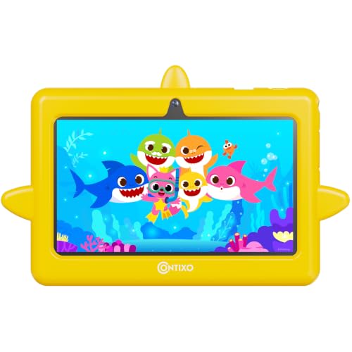 Image of Contixo Baby Shark 7 Inch Kids Tablet, 32GB, Android 16, Yellow, Ages 3-12