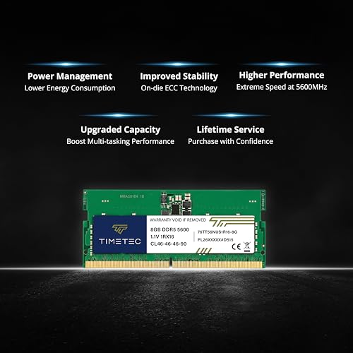 Image of Timetec 16GB KIT(2x8GB) DDR5 5600MHz PC5-44800 Unbuffered Non-ECC 1.1V CL46 1Rx16 Single Rank 262Pin SODIMM Laptop Memory RAM Module Upgrade