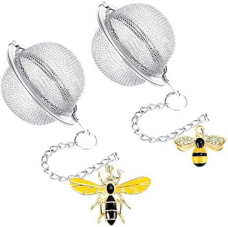 2 x Tee-Ei aus Edelstahlgeflecht, 5,3 cm, Teekugel mit Honigbiene