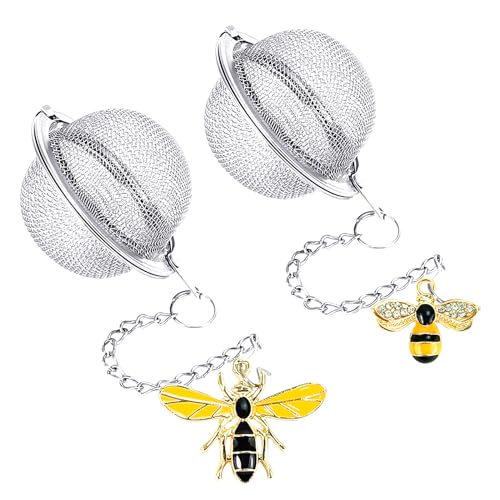 2PC Stainless Steel Mesh Tea Infuser,2.1 inch Tea Ball with Honey Bee