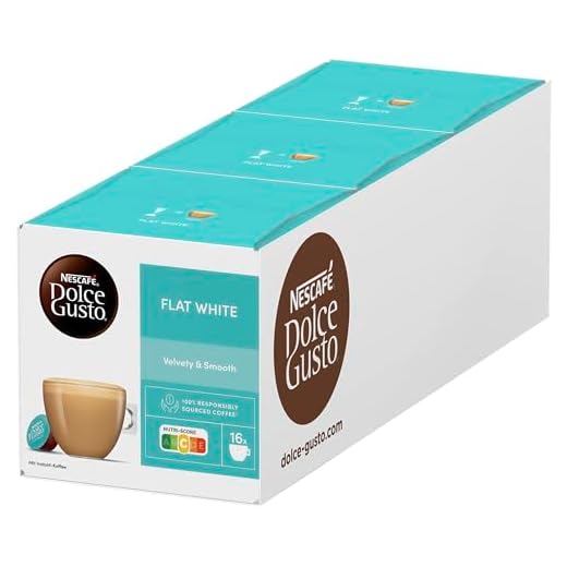 NESCAFÉ Dolce Gusto Flat White | 48 kaffekapslar | Arabica och Robusta bönor | krämig mjölkig njutning | Kaffeskapelse | Coffeeshop Trend | Aroma förseglade kapslar (3 x 16 kapslar)