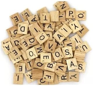 ProTech 100 Wooden Scrabble Tiles for Crafts, Black Alphabets Letters & Numbers, Spelling DIY Projects, A-Z Capital Letters For Puzzle Board Game, Kids Educational Toy, Jewellery Making