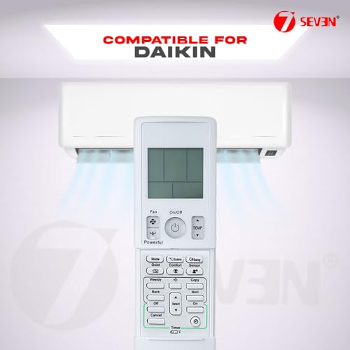 Image of 7SEVEN Compatible with Daikin AC 169 Remote with Air Conditioner and Suitable for Split and Window AC, Exactly Match Each Key of Remote with Original remotes Control - Use New AAA Alkaline Batteries.
