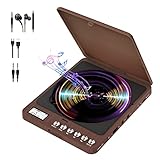 Portable CD Player with Bluetooth and FM Transmitter Rechargeable Bluetooth CD Player 2000mAh CD Players with Speakers Dual Headphones Jack Anti-Skip cd Player for Car Home Adults Kids