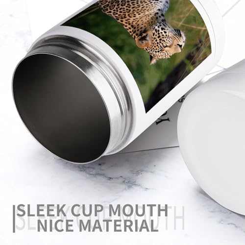 Glacière en acier inoxydable avec manchon léopard pour bureau et extérieur