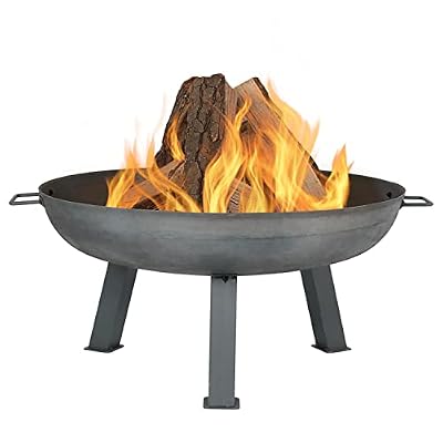 Sunnydaze 30-Inch Cast Iron Heavy-Duty Fire Pit for Outside - Wood-Burning Outdoor Fire Pit Bowl with Handles - Steel Finish