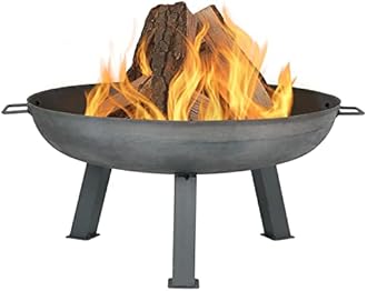 Sunnydaze 30-Inch Cast Iron Heavy-Duty Fire Pit for Outside - Wood-Burning Outdoor Fire Pit Bowl with Handles - Steel Finish