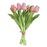 GOUYENG Tulpen künstlich,7 Stück Künstliche Tulpen Blumen,Künstliches Tulpenbündel,Gefälschte Tulpens,Kunstblumen Tulpenbund,Künstliche Blumen,für Hochzeitszimmer Home Party Dekoration und DIY Decor