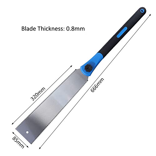 Double Edged Hand Saw, 32Cm/12.5” Japanese Ryoba Pull Saw Flexible Flush Cut Saw For Fine And Coarse Cutting Woodworking (Blue) #TOP4