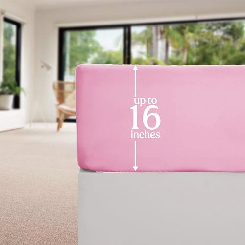 Ev Dekor Extra Deep Fitted Sheet King, Blush, Deep Pocket Bedsheet 16inch (40 cm) Soft Brushed Microfiber Fabric - Image 4