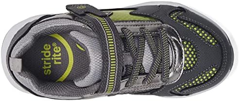 Stride Rite Boy's Lighted Cosmic Sneaker, Grey/Neon, 9 Wide Toddler | Image 2