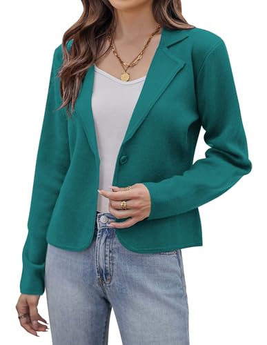 Image of GRACE KARIN Women Sweater Blazer Casual Work Croppped Cardigan Lightweight Button Front Short Knit Blazer Jacket S-XXL