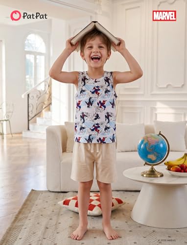 Image of Disney Marvel Spiderman Cars Stitch Star Wars Mickey Boy /Girl T-Shirt&Tank Top Set 2Pcs Short&Sleeveless Shirt Kid Cloth 2-9Y