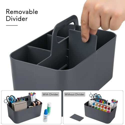 Image of Tiawudi Multipurpose Caddy Organizer, Plastic Caddy with Handle, Stackable Desk Organizer for Stationery, Marker and Pencil, Office Supplies Organizer, Dorm Caddy