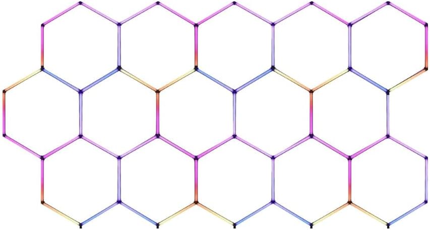 RGB Hexagon LED Garage Lights – 15 Honeycomb LEDs, 358 Color Modes, Remote & Smart App Control, IP54 Rated, Perfect for Gaming, Gym, Party, Bar, Studios, Hexagon Wall Light
