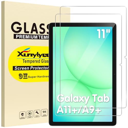 XunyLyee 2 Piezas, Protector Pantalla para Samsung Galaxy Tab A11 Plus/ A9 Plus/ A11+/ A9+ (11 Pulgadas) Cristal Templado Film