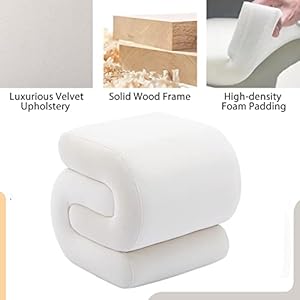 Kivenjaja velvet vanity stool modern s shaped pouf ottoman footrest makeup chair foot stool under desk decorative floor seat for makeup room bedroom living room velvet beige  urban country home decor