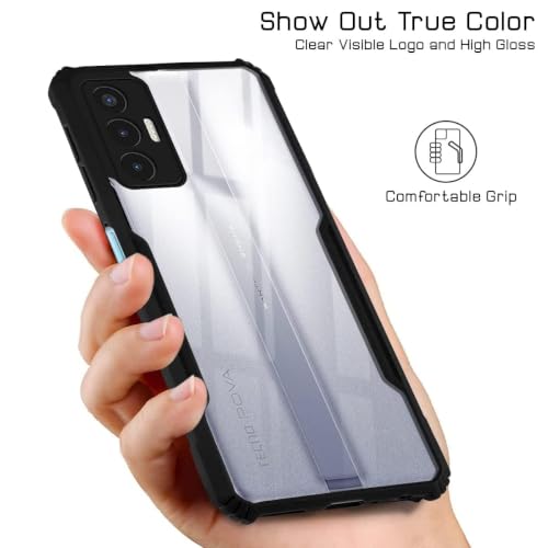 Image of Jkobi Hybrid Back Cover Case for Tecno Pova 3 (Shockproof with Polycarbonate Clear Panel | Professional Black)