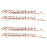 Genérico Horquillas para Mujer Gemas de Imitación en Aleación Dorada, Juego de 2 Pares para Decoración de Cabello en Bodas y Fiestas