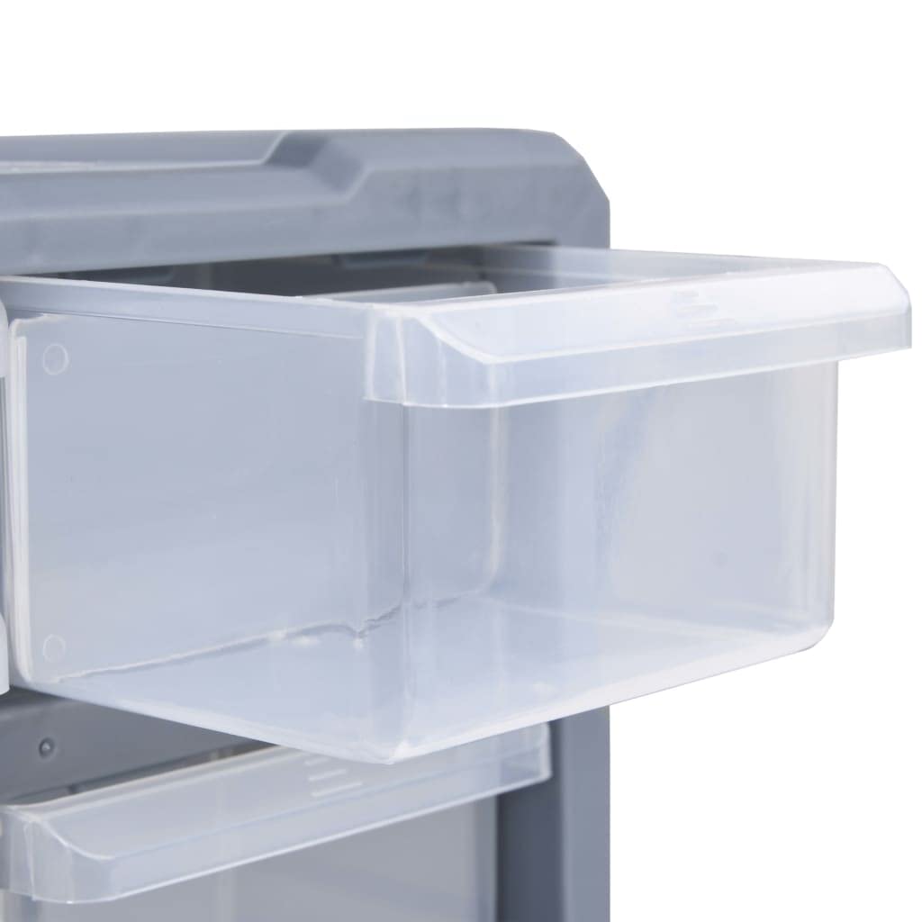 Organizador de varios cajones con 22 cajones de polipropileno, 49 x 16 x 25,5 cm, color gris, para reparación de garaje, cajones transparentes para tornillos, tuercas, tacos