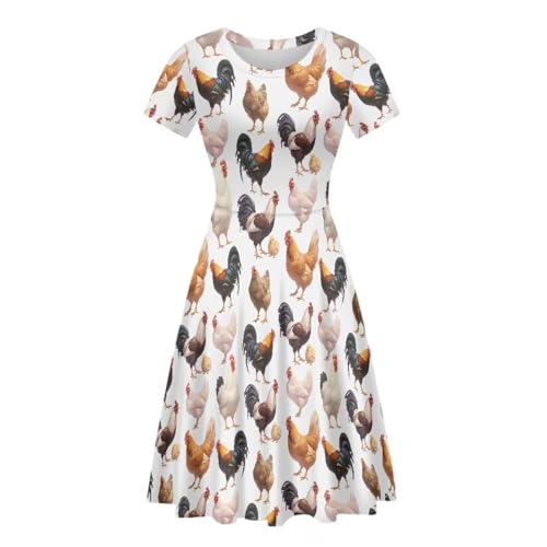 Image of Biyejit Women's Summer Casual Short Sleeve T-Shirt Swing Dress Crew Neck Plus Size S-4XL