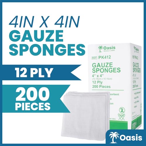 Oasis Gauze Sponges, 100% Cotton, Woven Non-Sterile Gauze (Pack of 200) (4"x4", 12-Ply) miniatura 2