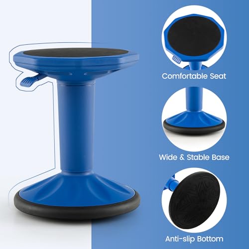 Image of Giantex Wobble Stools for Classroom Seating - Wiggle Stool with Adjustable Height, 24 inch Active Learning Stool, Sitting Balance Chair for School, Office Stand Up, Flexible Seating Wobble Chair, Navy
