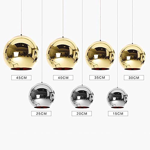 Suspension miroir chrome E27 luminaire design globe argent 30cm
