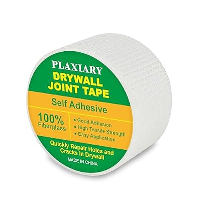 PLAXIARY Self Adhesive Fiberglass Drywall Joint Tape - 2 Inch x 66 Feet Mesh Repair Patch for Wall Cracks and Seams