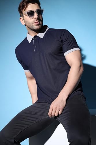Image of DHRUVI TRENDZ Men Cotton Casual Regular Fit Plain Half Sleeve Polo T-Shirt