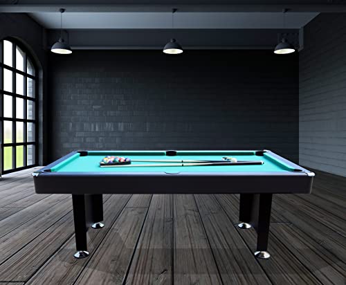 Premium Pool Billardtisch 7ft groß Tischbillard schwarz grünes Spieltuch mit Zubehör – Bild 3
