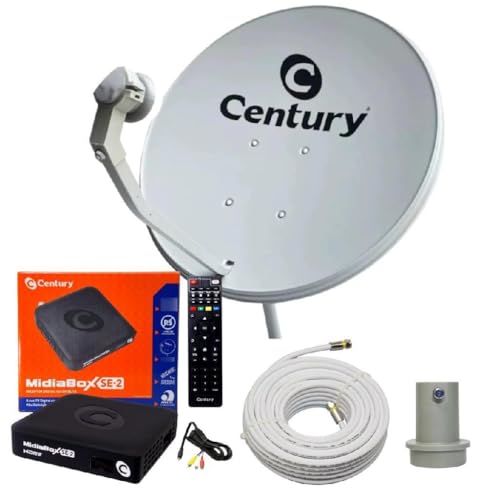 Kit Antena - Receptor Digital Midiabox Lnbf 5g Ku Cabo Cor Preto 110v/220v