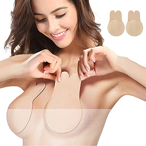 ESYPOR Adhesive Bra, Breast Lift Tape Sticky Invisible, Beige, Size DD/E