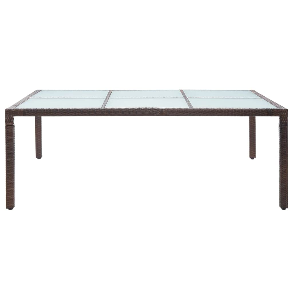 Stół ogrodowy brązowy 200 x 150 x 74 cm polirattanowy | Stalowy stelaż ze szklanym blatem, odporny na warunki atmosferyczne, lekka konstrukcja, łatwy w pielęgnacji