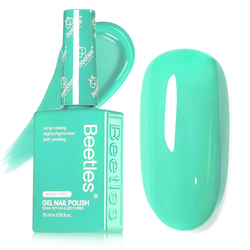 Image of Beetles Green Teal Gel Nail Polish - Hema-Free Turquoise Mint Green Soak Off Gel Polish Island Reverie for DIY Manicure Salon 0.5Oz
