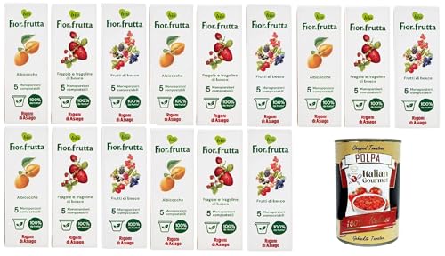 Rigoni di Asiago - Paquete de prueba Fior di Frutta Confettura di Albicocche, Fragoline e Frutti di Bosco Albaricoques, Mermelada de Fresa y Fresa (5 latas individuales, 15 x 100 gr+Polpa Gourmet