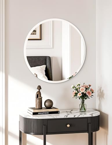 Artloge Frameless Round Wall Mirror: Decorative Mirrored Glass Vanity with