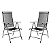 Produktbild Nexos SC00061_SL2_JM 2er Set Klappstuhl schwarz Aluminium 7-Fach-verstellbar Gartenstuhl mit Armlehne witterungsbeständig leicht stabil Rahmen anthrazit Balkon Terrasse