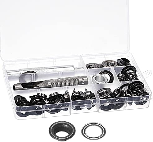 uxcell Grommet Tool Kit 50 Sets 1/2" Copper Grommets Eyelets with 3pcs Install Tools, 12mm Inside Dia. Dim Gray
