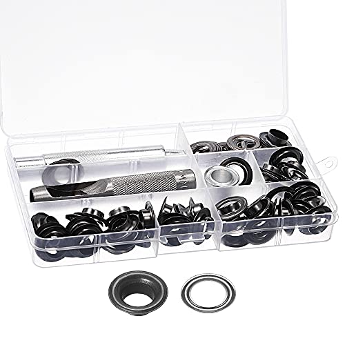 Uxcell Grommet Tool Kit 50 Sets 1/2" Copper Grommets Eyelets With 3Pcs Install Tools, 12Mm Inside Dia. Dim Gray #TOP16