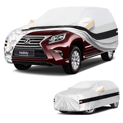 Image of 10 Layers SUV Car Cover Custom Fit Lexus GX GX550 GX460 GX470,Overtrail,Luxury(2013-2026),Waterproof All Weather for Automobiles, Outdoor Full Cover Sun Rain Protection with Cotton. Silver