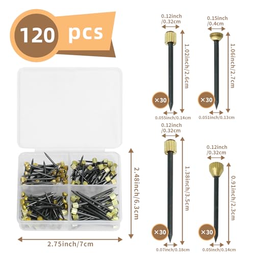 Image of 120 Pcs Picture Hanging Nails Kit,4 Sizes Decorative Nails for Photo Hanger, Frames Hanger for Wall(Small,Medium,Large)