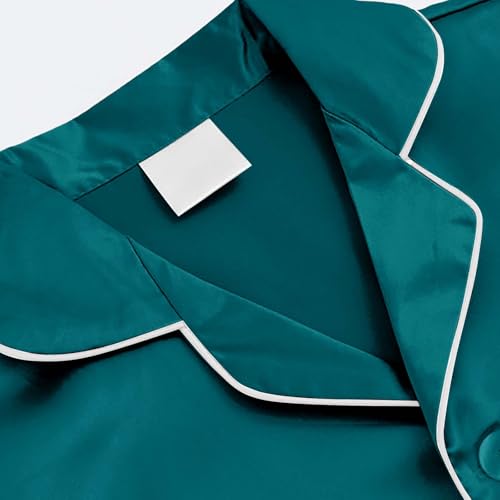 Kids Short Sleeve Satin 𝐏a𝐣ama Set for Girls Button Down 𝐒ilk 𝐏ajamas and Shorts 𝗦nug Fit Loung𝐞wear Summer 𝐏𝗝s2