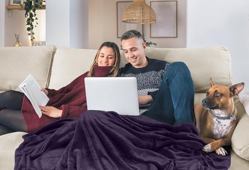 Image of Utopia Bedding Fleece Blanket Full Size Purple 300GSM Luxury Fuzzy Soft Anti-Static Microfiber Bed Blanket (90x84 Inch)