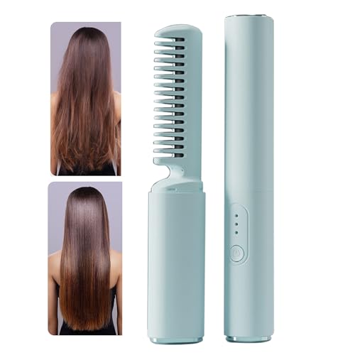 Cepillo Alisador de Cabello - Cepillo de peinado calentado Cepillo de caliente inalámbrico recargable, peine portátil para alisar el cabello, calentamiento rápido para todo tipo de cabello Firulab