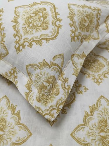 Image of Mafatlal 186 TC Grace Pure Cotton Double Size Bedsheet | 90 x 100 Inch | Soft Breathable Cotton Bed Sheet Set with 2 Pillow Covers | Sunflower Yellow