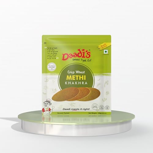 Image of Daadi's Crisp Wheat Methi Khakhra 180g each (Pack of 6)